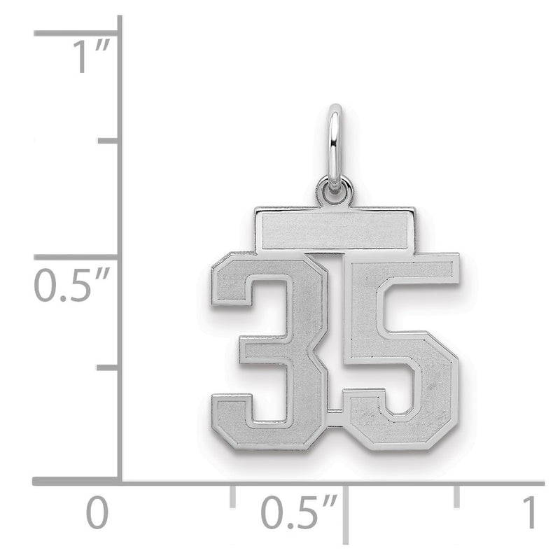 Sterling Silver Silver/Rhodium-Plated Satin Number 35 Charm