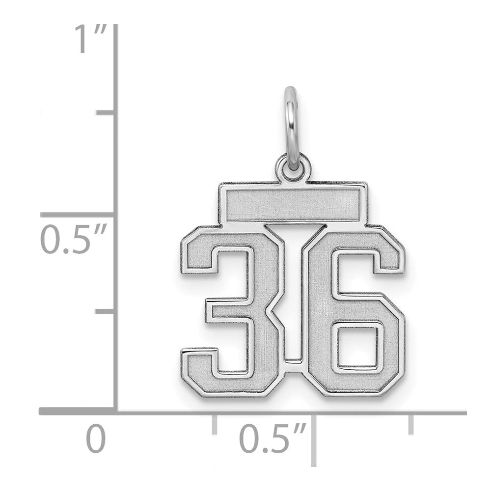 Sterling Silver Silver/Rhodium-Plated Satin Number 36 Charm