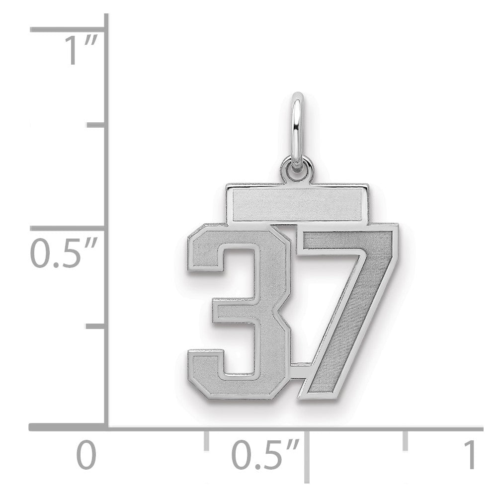 Sterling Silver Silver/Rhodium-Plated Satin Number 37 Charm
