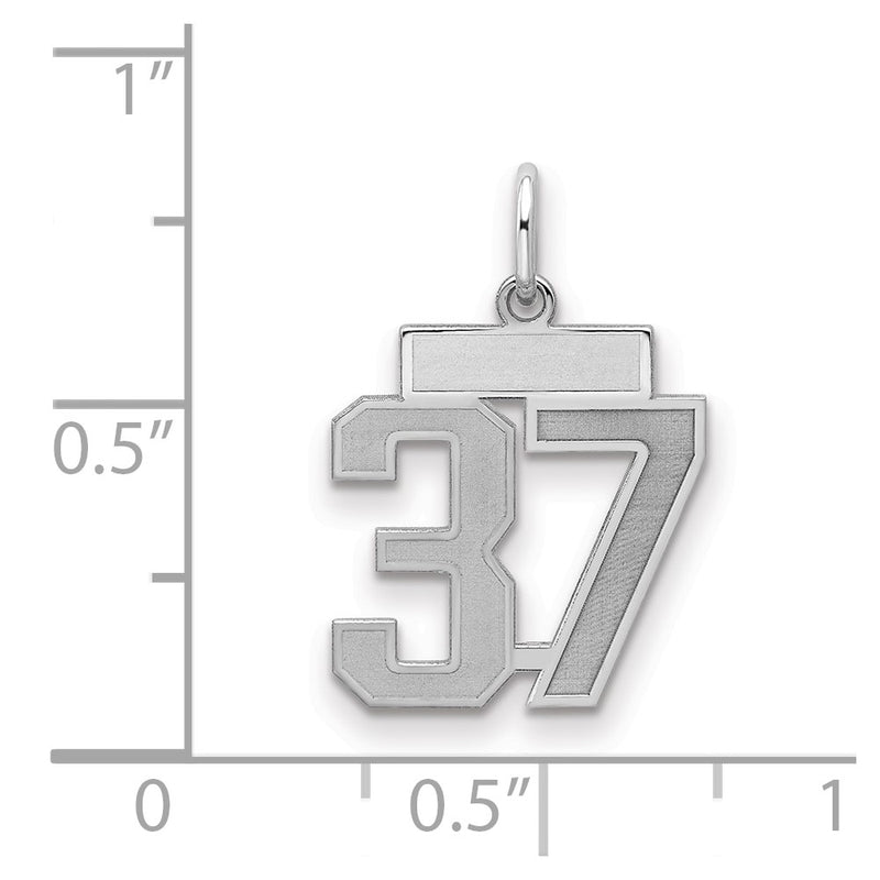Sterling Silver Silver/Rhodium-Plated Satin Number 37 Charm