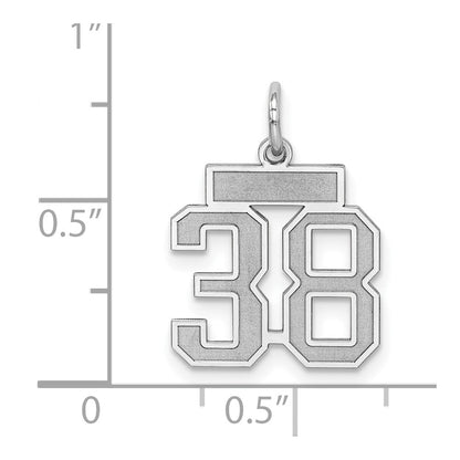 Sterling Silver Silver/Rhodium-Plated Satin Number 38 Charm