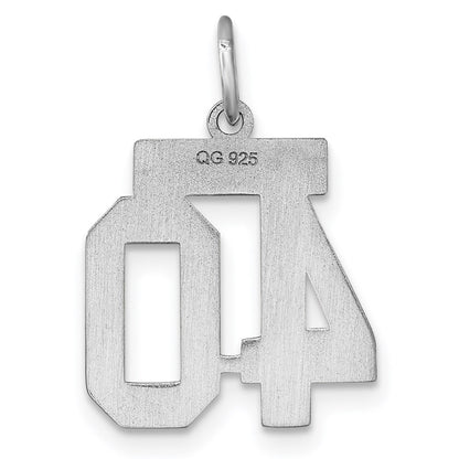 Sterling Silver Silver/Rhodium-Plated Satin Number 40 Charm