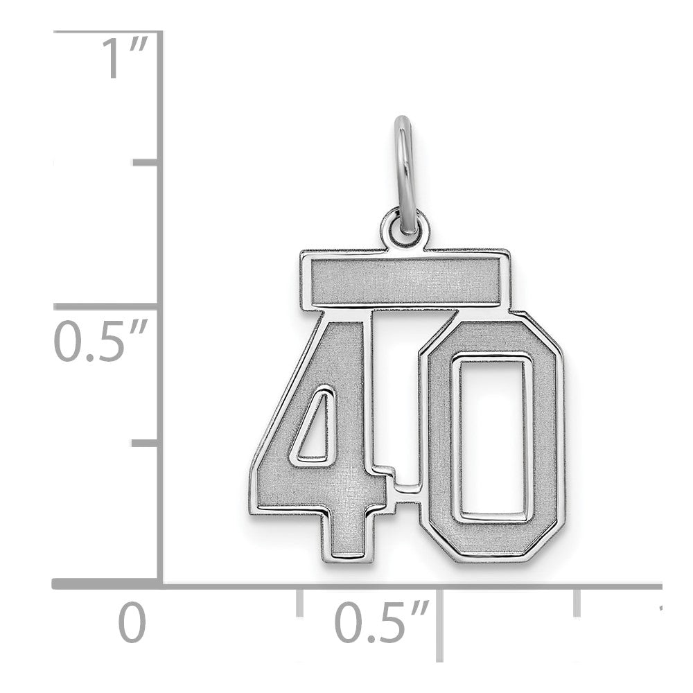 Sterling Silver Silver/Rhodium-Plated Satin Number 40 Charm