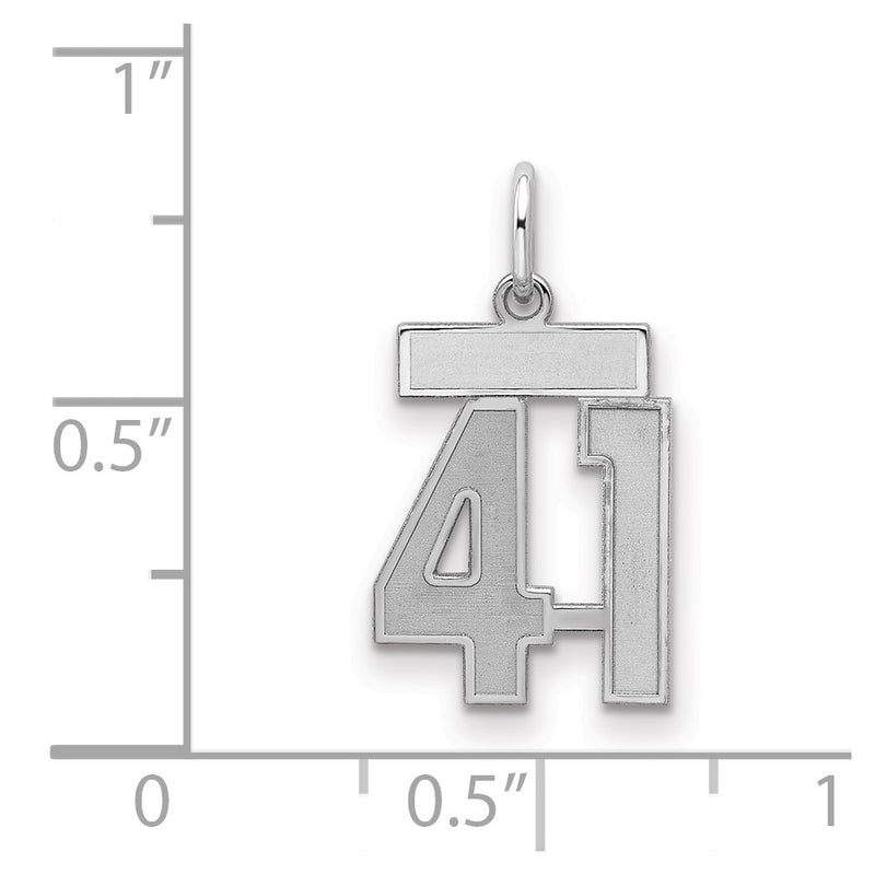 Sterling Silver Silver/Rhodium-Plated Satin Number 41 Charm