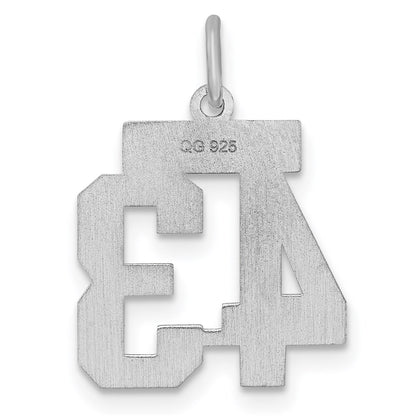 Sterling Silver Silver/Rhodium-Plated Satin Number 43 Charm
