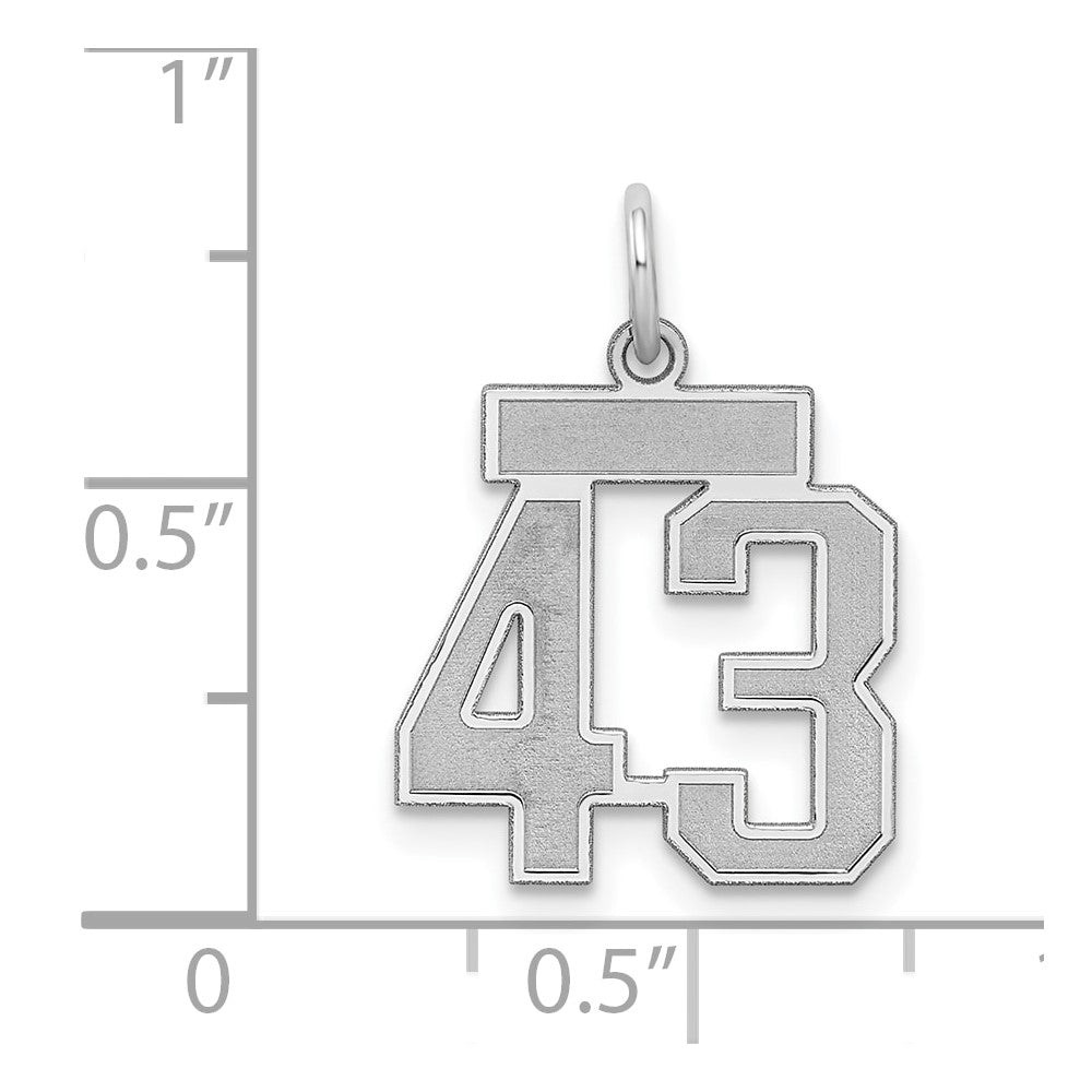 Sterling Silver Silver/Rhodium-Plated Satin Number 43 Charm