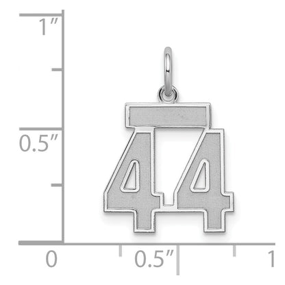 Sterling Silver Silver/Rhodium-Plated Satin Number 44 Charm