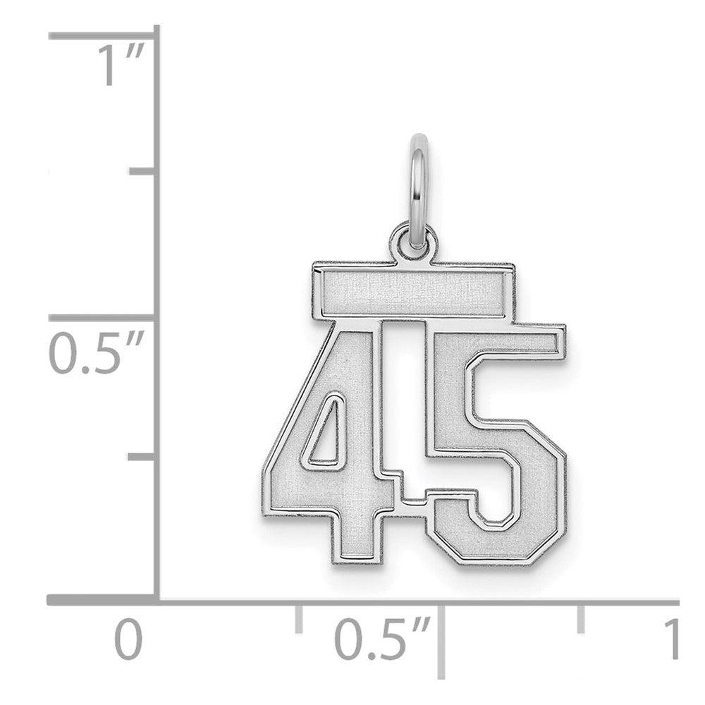 Sterling Silver Silver/Rhodium-Plated Satin Number 45 Charm