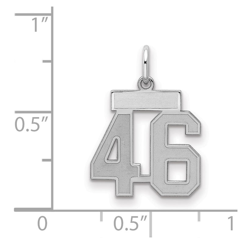 Sterling Silver Silver/Rhodium-Plated Satin Number 46 Charm