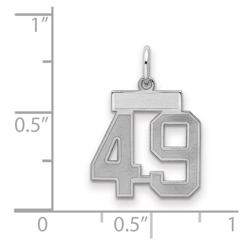 Sterling Silver Silver/Rhodium-Plated Satin Number 49 Charm