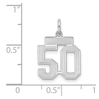 Sterling Silver Silver/Rhodium-Plated Satin Number 50 Charm
