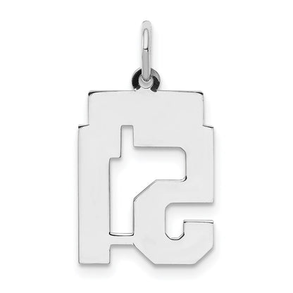 Sterling Silver Silver/Rhodium-Plated Satin Number 51 Charm