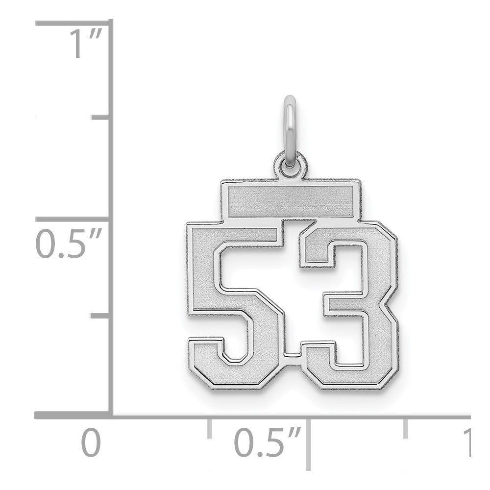 Sterling Silver Silver/Rhodium-Plated Satin Number 53 Charm