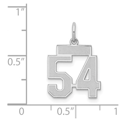 Sterling Silver Silver/Rhodium-Plated Satin Number 54 Charm