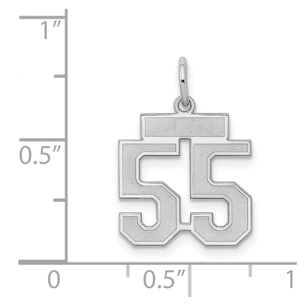 Sterling Silver Silver/Rhodium-Plated Satin Number 55 Charm