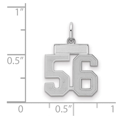 Sterling Silver Silver/Rhodium-Plated Satin Number 56 Charm
