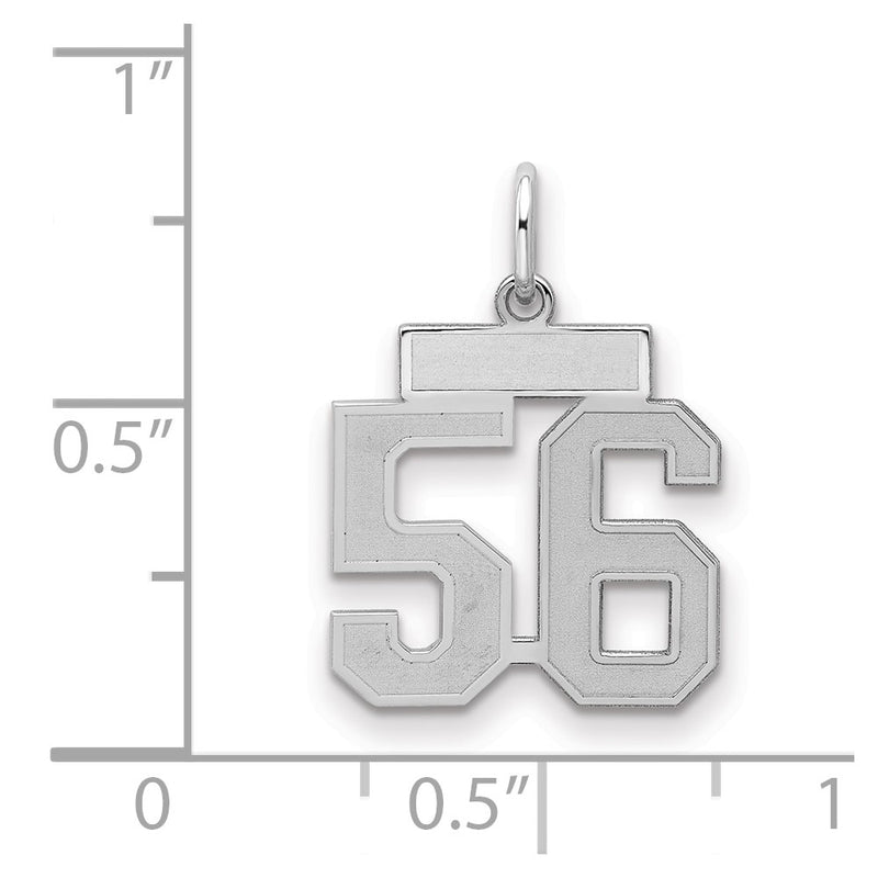 Sterling Silver Silver/Rhodium-Plated Satin Number 56 Charm
