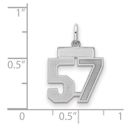 Sterling Silver Silver/Rhodium-Plated Satin Number 57 Charm