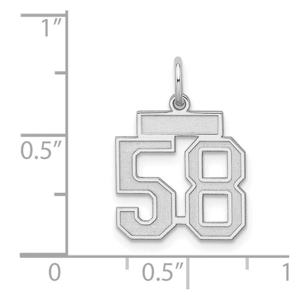 Sterling Silver Silver/Rhodium-Plated Satin Number 58 Charm