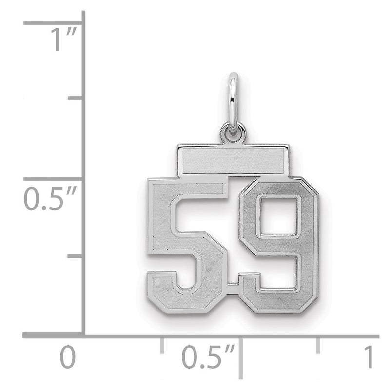 Sterling Silver Silver/Rhodium-Plated Satin Number 59 Charm
