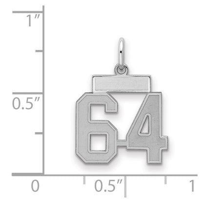 Sterling Silver Silver/Rhodium-Plated Satin Number 64 Charm