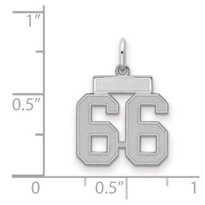 Sterling Silver Silver/Rhodium-Plated Satin Number 66 Charm