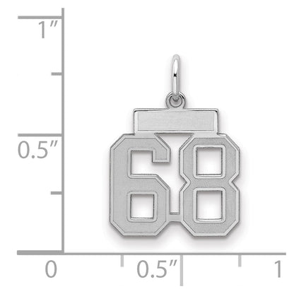 Sterling Silver Silver/Rhodium-Plated Satin Number 68 Charm
