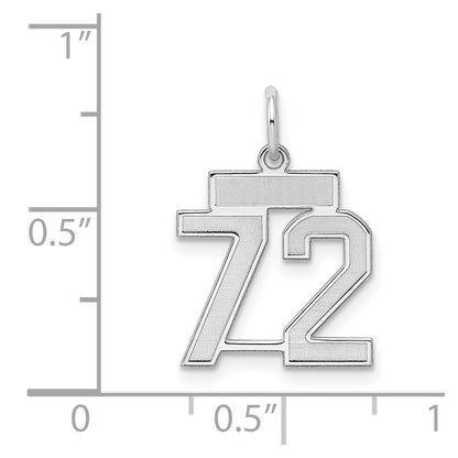 Sterling Silver Silver/Rhodium-Plated Satin Number 72 Charm