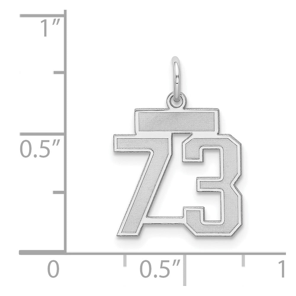 Sterling Silver Silver/Rhodium-Plated Satin Number 73 Charm