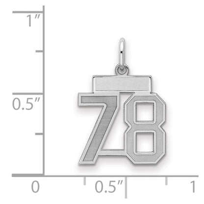 Sterling Silver Silver/Rhodium-Plated Satin Number 78 Charm