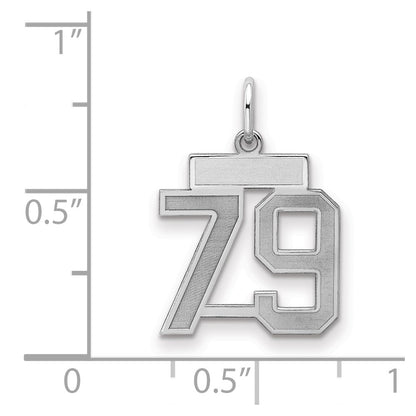 Sterling Silver Silver/Rhodium-Plated Satin Number 79 Charm
