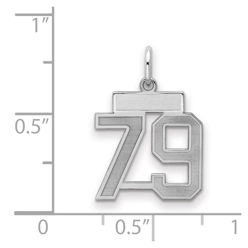 Sterling Silver Silver/Rhodium-Plated Satin Number 79 Charm