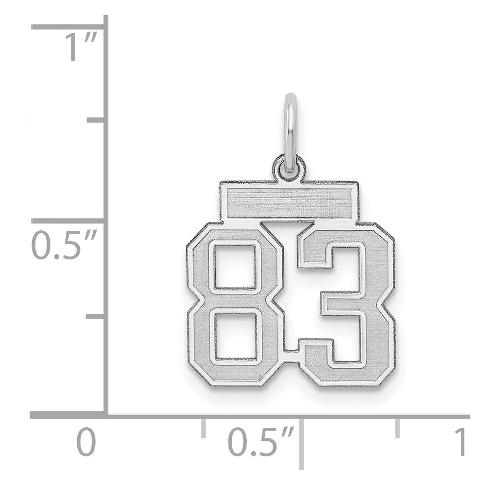 Sterling Silver Silver/Rhodium-Plated Satin Number 83 Charm