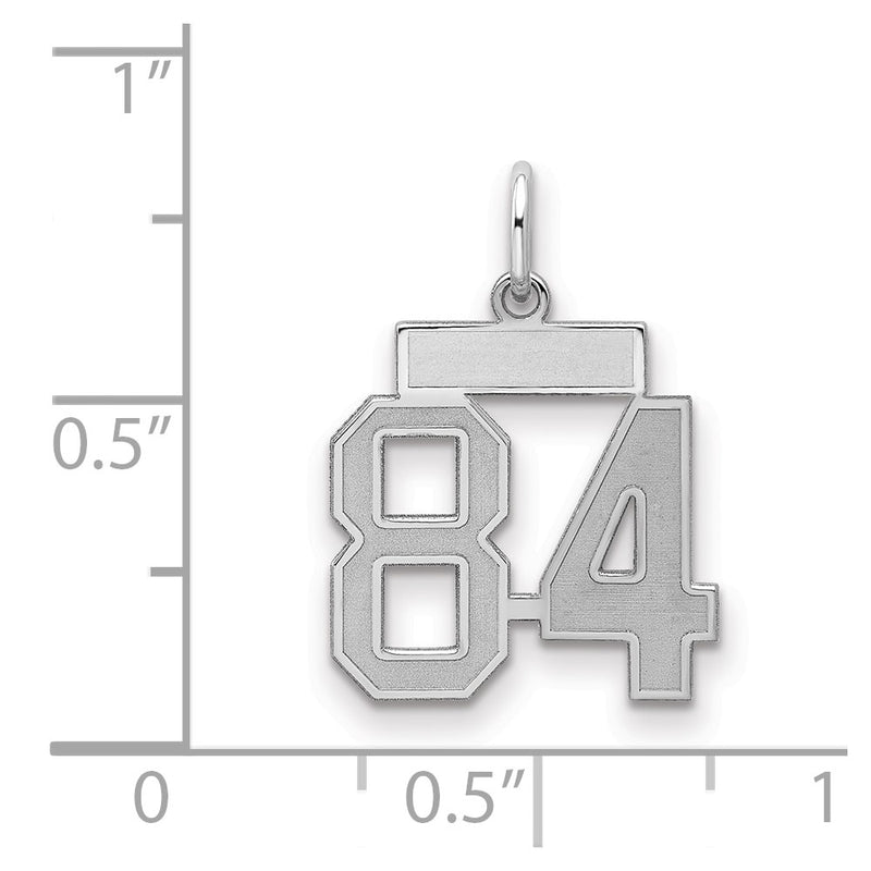Sterling Silver Silver/Rhodium-Plated Satin Number 84 Charm