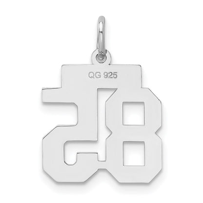 Sterling Silver Silver/Rhodium-Plated Satin Number 85 Charm