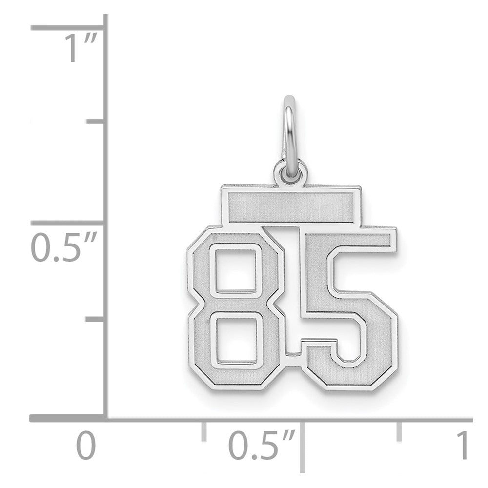 Sterling Silver Silver/Rhodium-Plated Satin Number 85 Charm