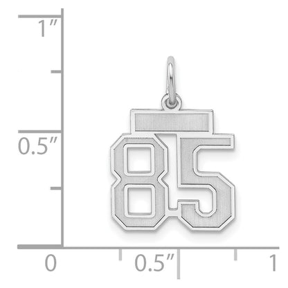 Sterling Silver Silver/Rhodium-Plated Satin Number 85 Charm