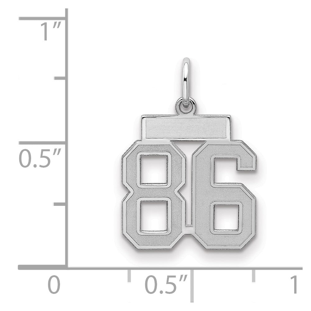 Sterling Silver Silver/Rhodium-Plated Satin Number 86 Charm