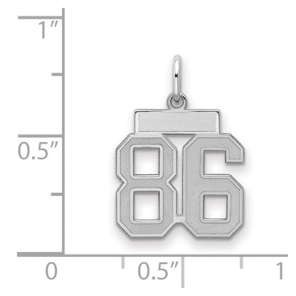 Sterling Silver Silver/Rhodium-Plated Satin Number 86 Charm