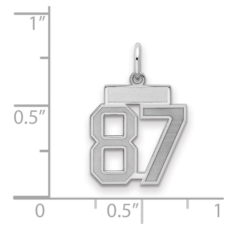 Sterling Silver Silver/Rhodium-Plated Satin Number 87 Charm