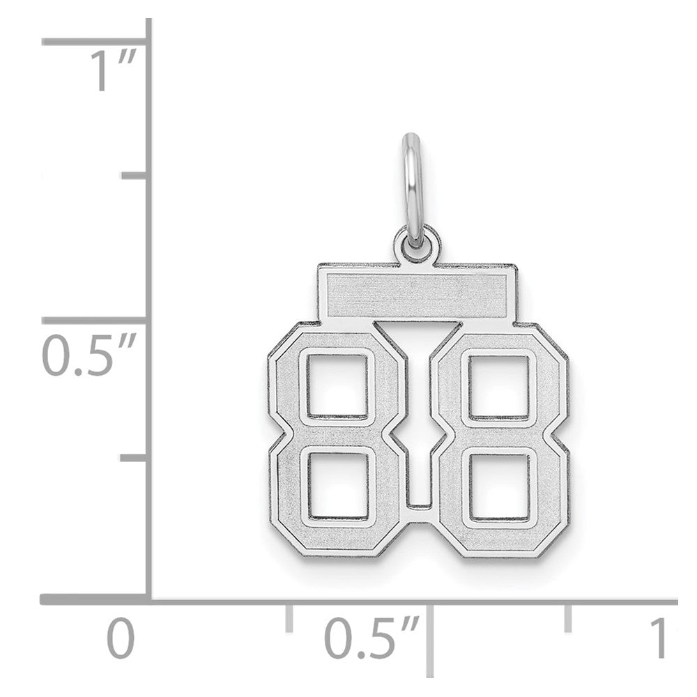 Sterling Silver Silver/Rhodium-Plated Satin Number 88 Charm