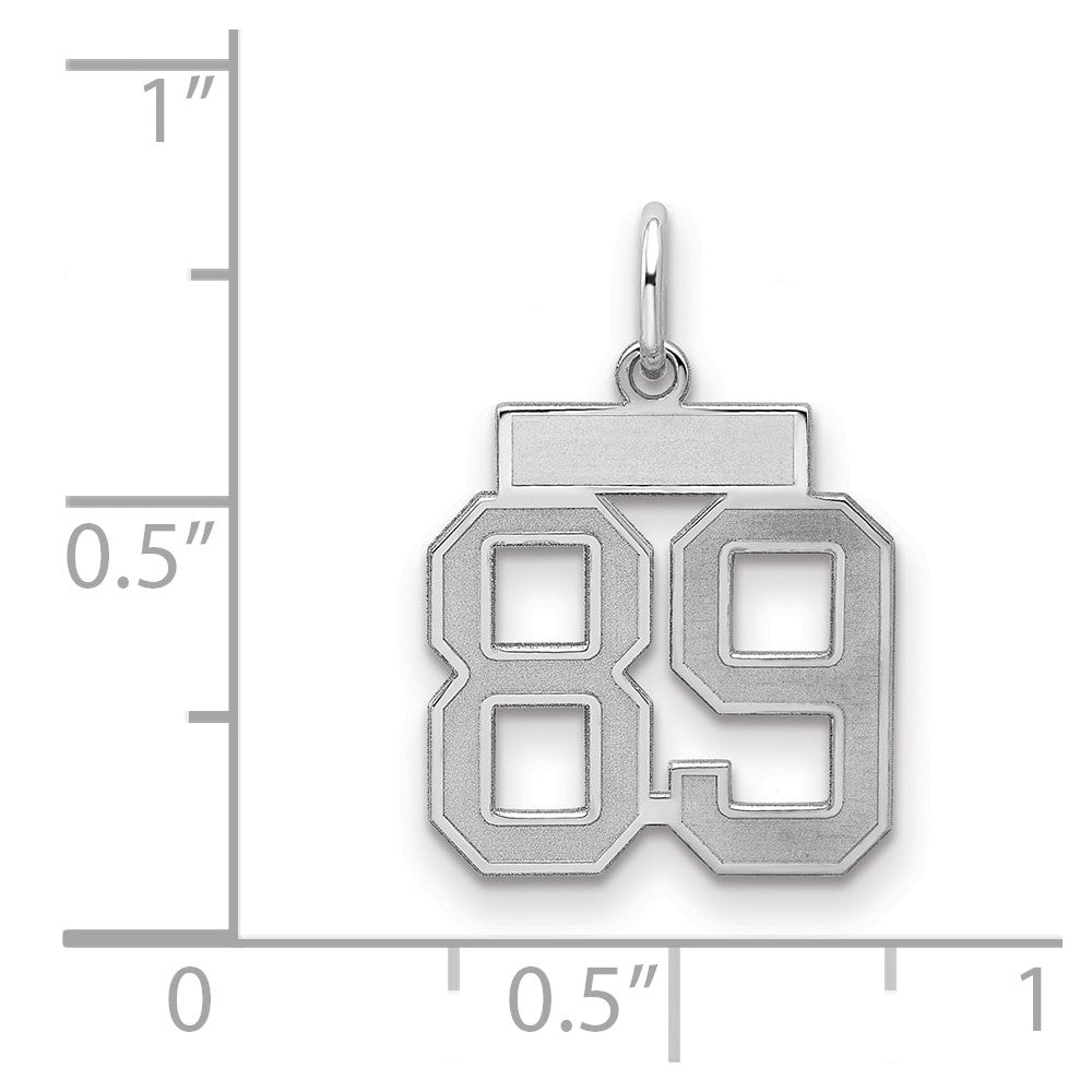 Sterling Silver Silver/Rhodium-Plated Satin Number 89 Charm
