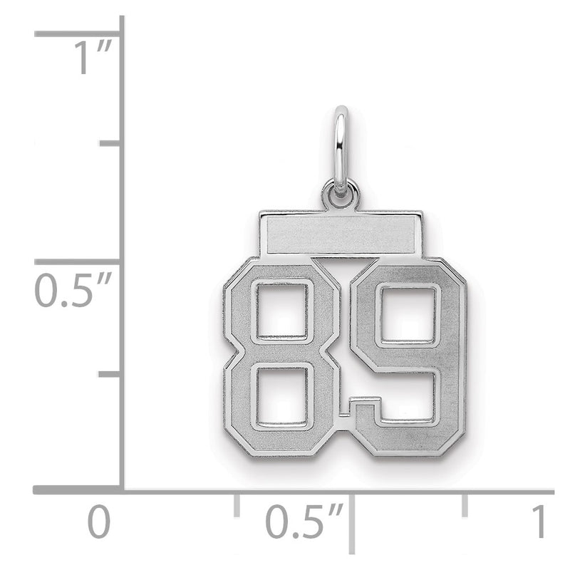 Sterling Silver Silver/Rhodium-Plated Satin Number 89 Charm