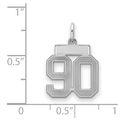 Sterling Silver Silver/Rhodium-Plated Satin Number 90 Charm