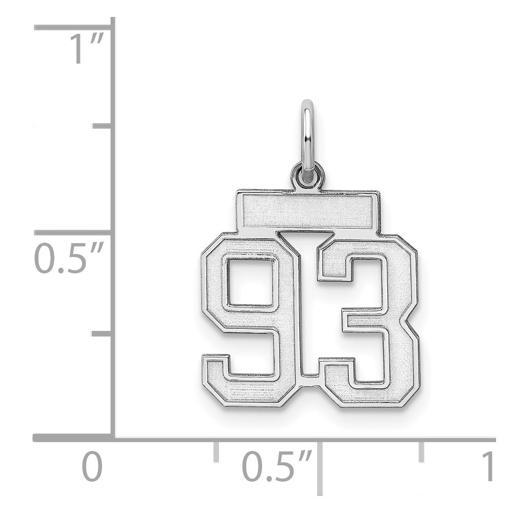 Sterling Silver Silver/Rhodium-Plated Satin Number 93 Charm