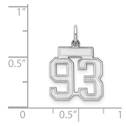 Sterling Silver Silver/Rhodium-Plated Satin Number 93 Charm