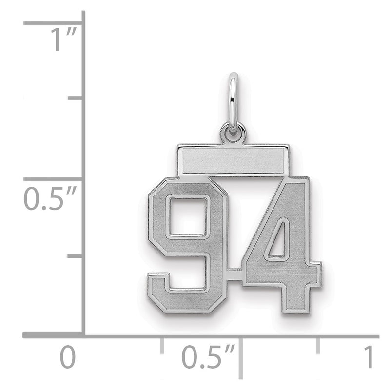 Sterling Silver Silver/Rhodium-Plated Satin Number 94 Charm