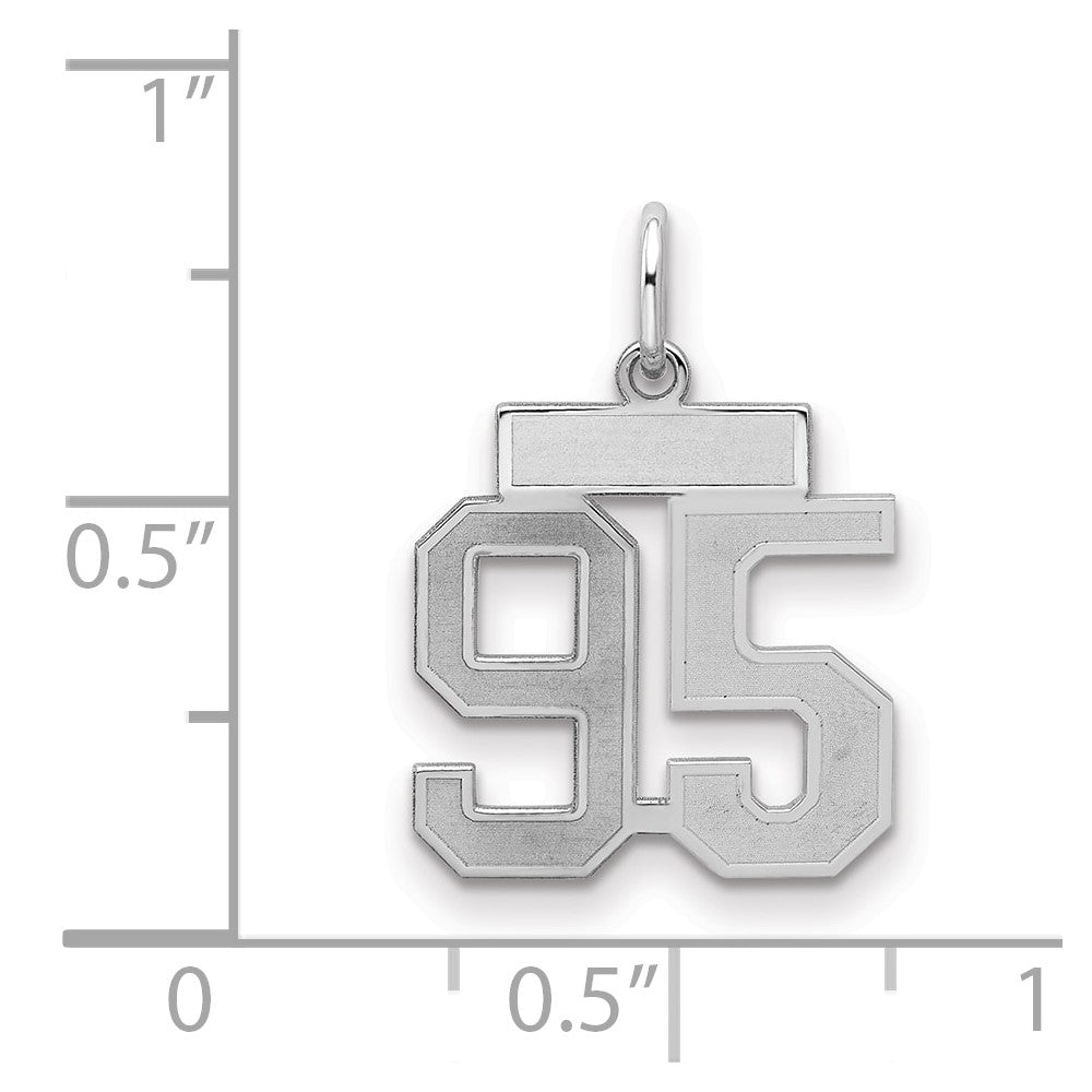 Sterling Silver Silver/Rhodium-Plated Satin Number 95 Charm