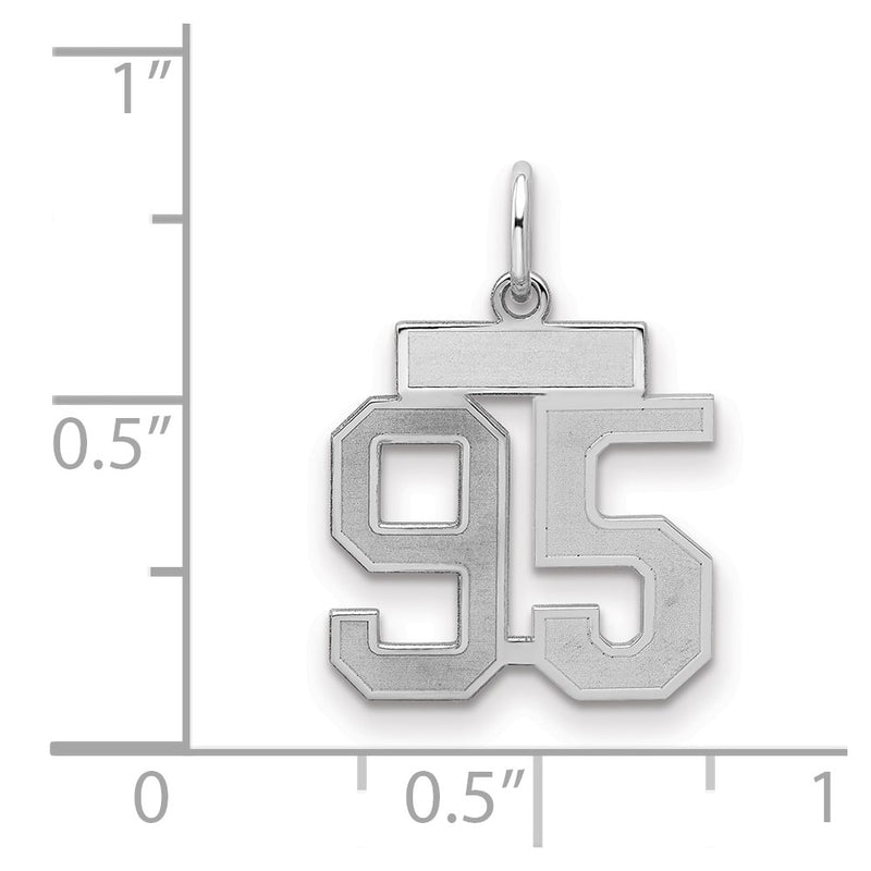 Sterling Silver Silver/Rhodium-Plated Satin Number 95 Charm
