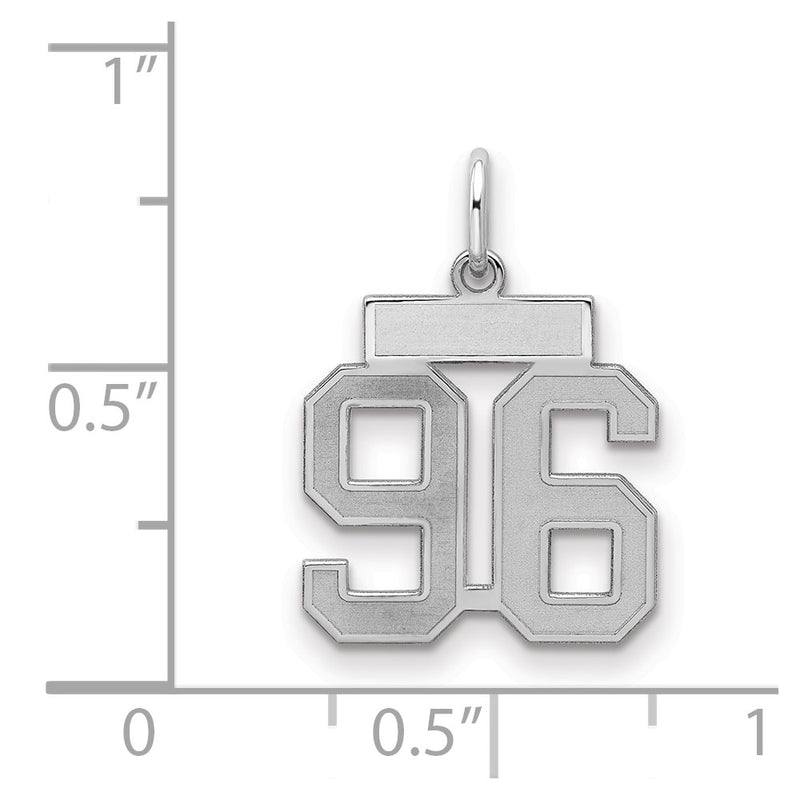Sterling Silver Silver/Rhodium-Plated Satin Number 96 Charm